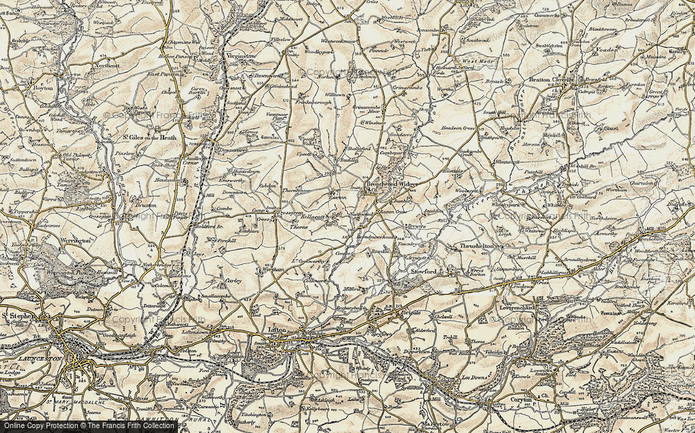 Old Map of Kellacott, 1900 in 1900