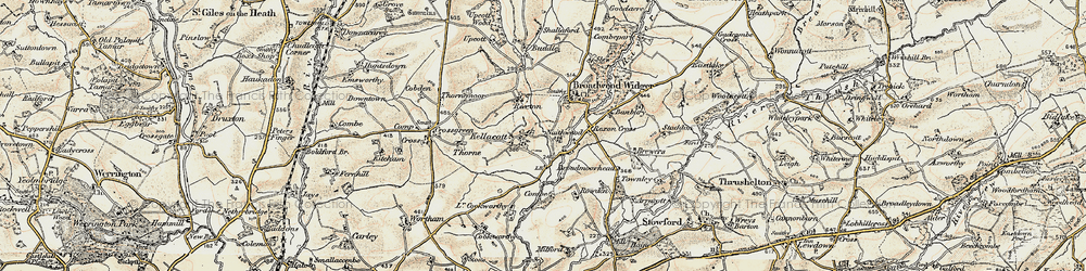 Old map of Kellacott in 1900