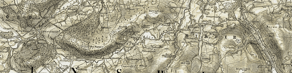 Old map of Kellas in 1910-1911
