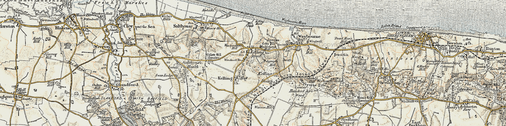 Old map of Kelling in 1902