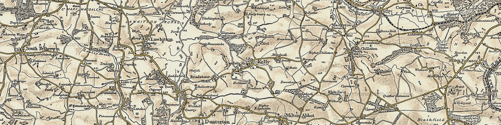Old map of Kelly in 1899-1900