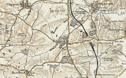 Old map of Kelmarsh in 1901-1902