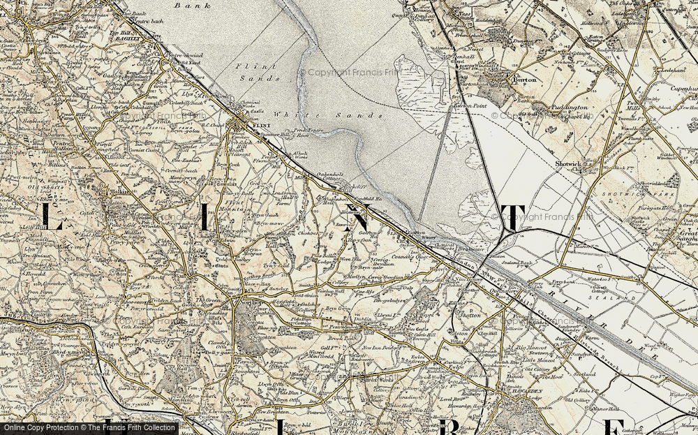 Old Map of Historic Map covering Bryn Saer in 1902-1903