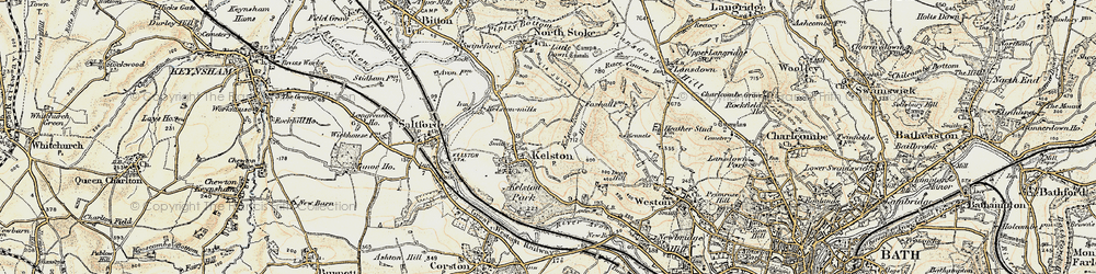 Old map of Kelston Round Hill in 1899