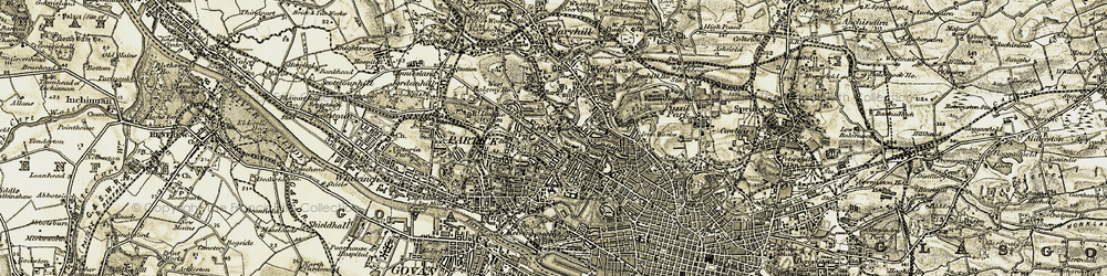 Old map of Kelvinside in 1904-1905