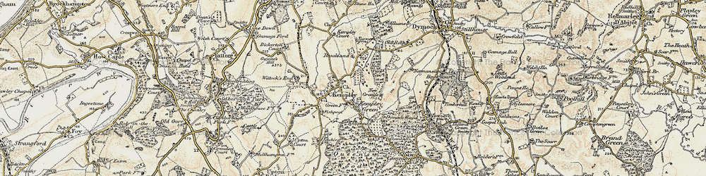 Old map of Kempley in 1899-1900