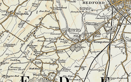 Old map of Kempston Church End in 1898-1901