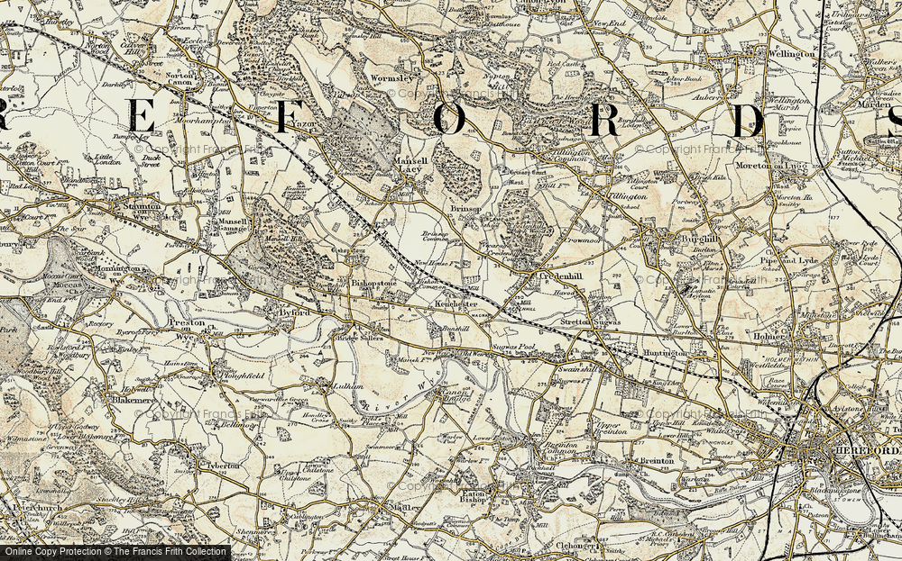 Old Map of Historic Map covering Bunshill in 1900-1901