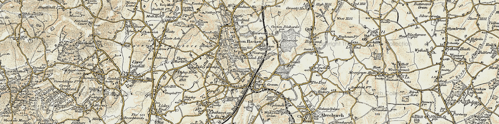 Old map of Kendal End in 1901-1902