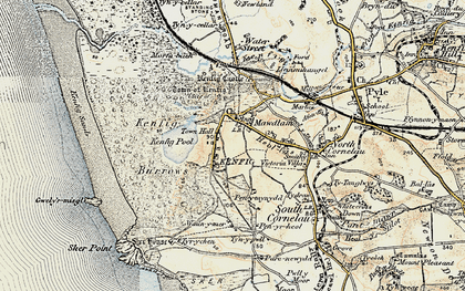 Old map of Kenfig in 1900-1901