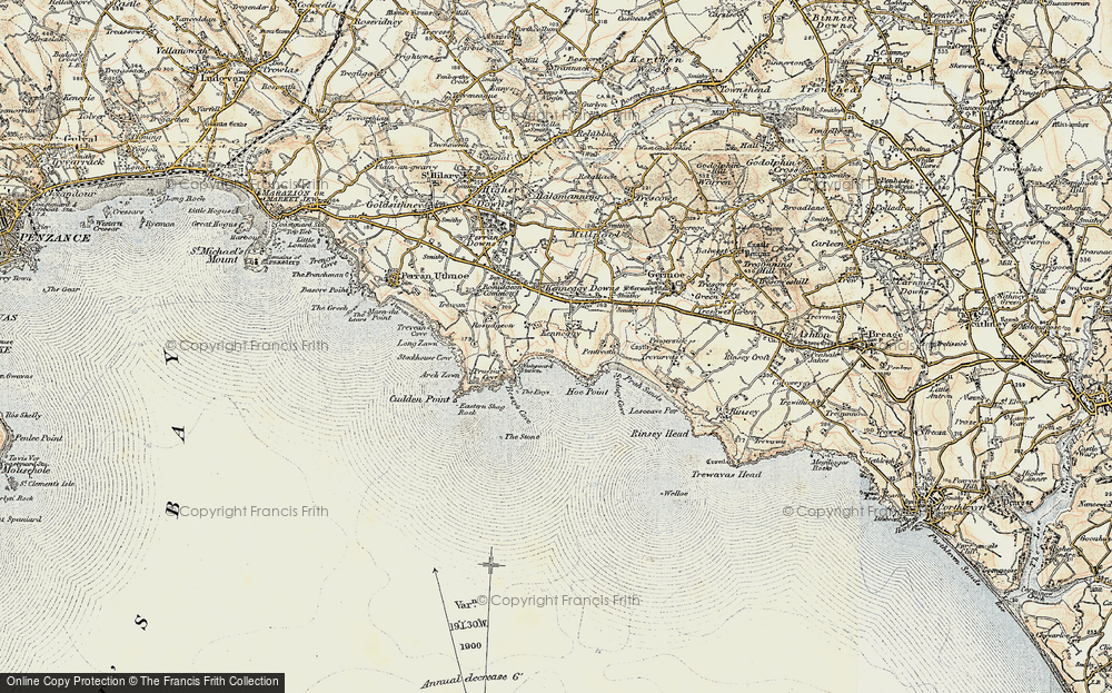 Old Map of Kenneggy, 1900 in 1900