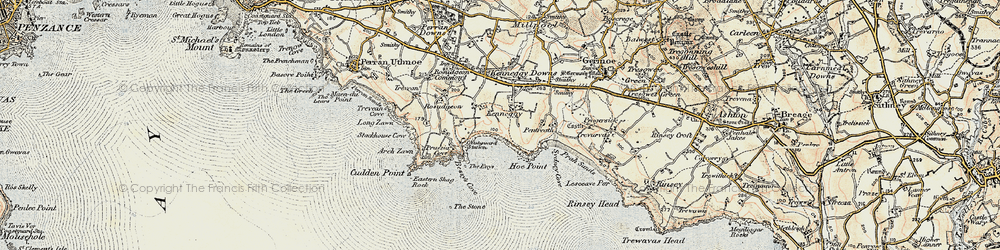 Old map of Kenneggy in 1900