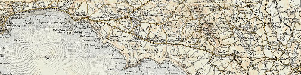 Old map of Kenneggy Downs in 1900