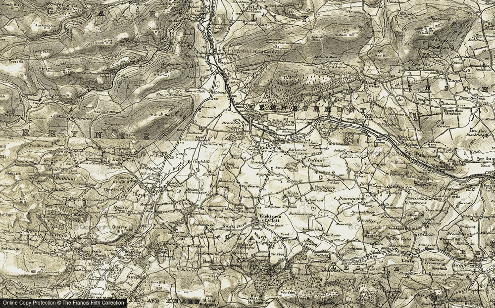 Old Map of Historic Map covering Blairindinny in 1908-1910