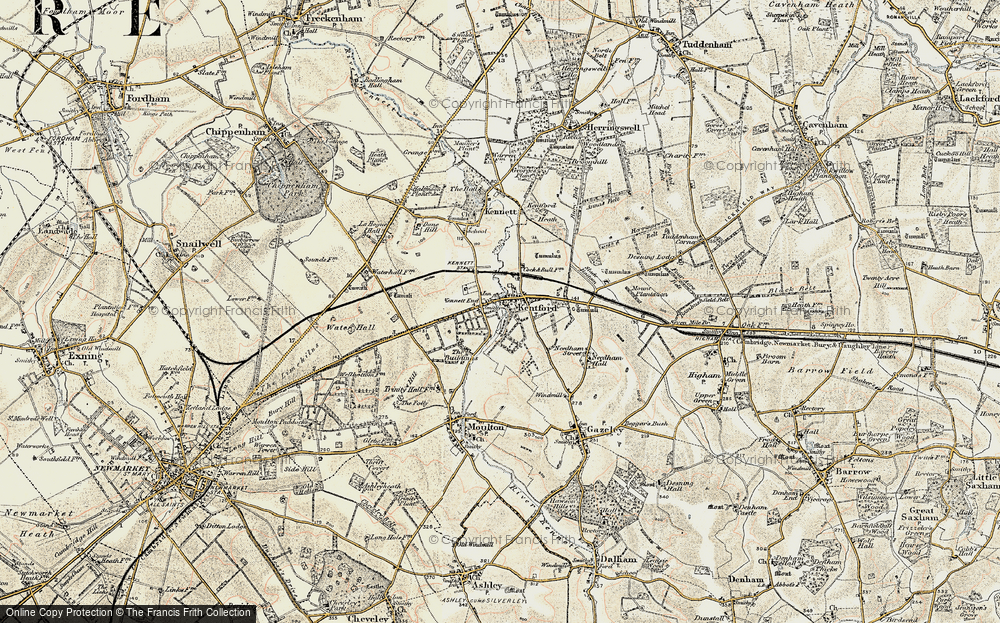 Old Map of Kennett End, 1901 in 1901