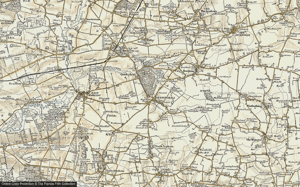Old Map of Kenninghall, 1901 in 1901