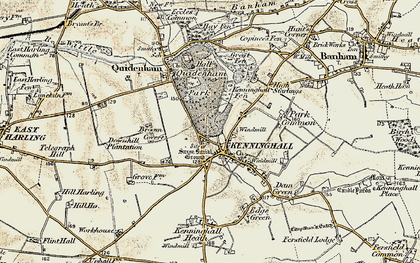 Old map of Kenninghall in 1901