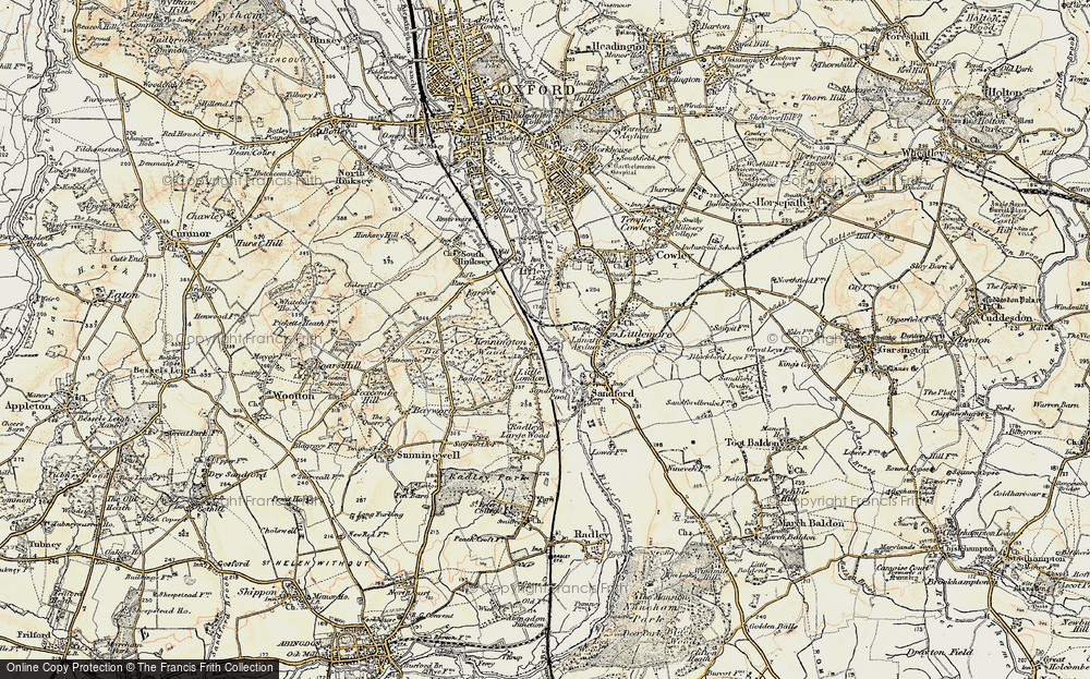 Old Map of Historic Map covering Bagley Wood in 1897-1899