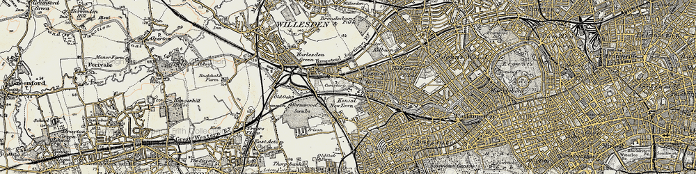 Old map of Kensal Green in 1897-1909