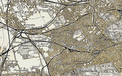Old map of Kensal Town in 1897-1909