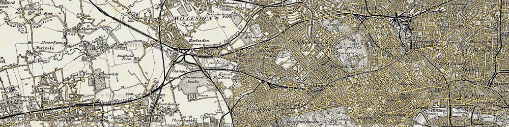 Old map of Kensal Town in 1897-1909