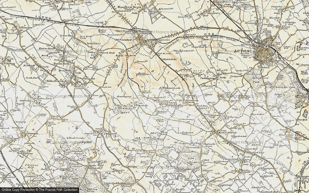 Old Map of Historic Map covering Whipsnade Heath in 1898-1899