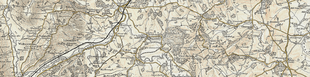 Old map of Kentchurch in 1899-1900