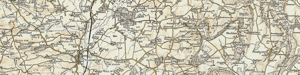 Old map of Kentisbeare in 1898-1900