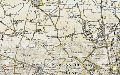 Old map of Kenton Bar in 1901-1903