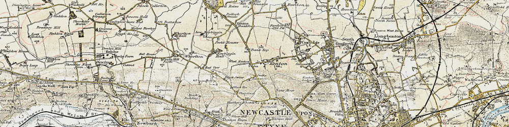Old map of Kenton Bar in 1901-1903