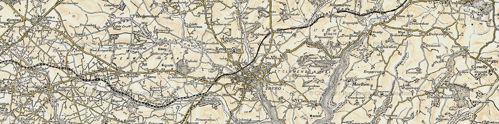 Old map of Kenwyn in 1900