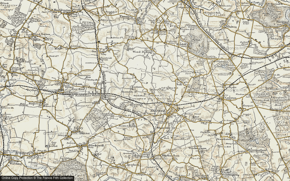 Old Map of Kerdiston, 1901-1902 in 1901-1902