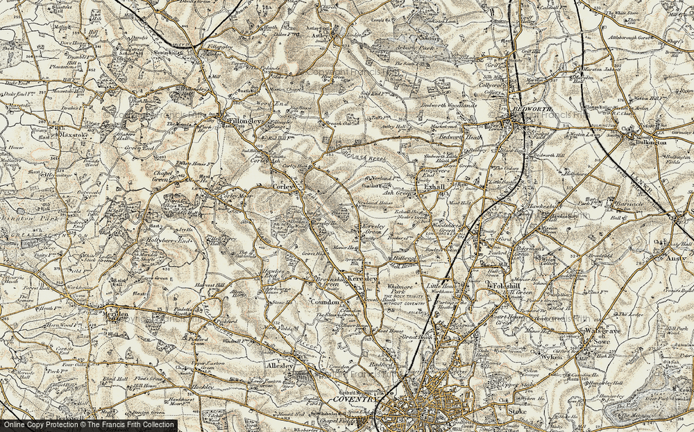 Old Map of Historic Map covering Bunsons Wood in 1901-1902