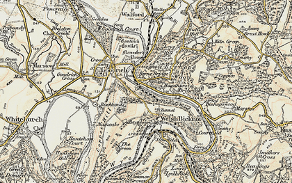Old map of Kerne Bridge in 1899-1900