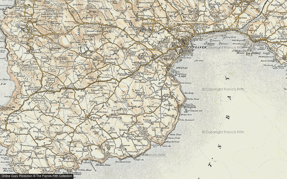 Old Map of Kerris, 1900 in 1900