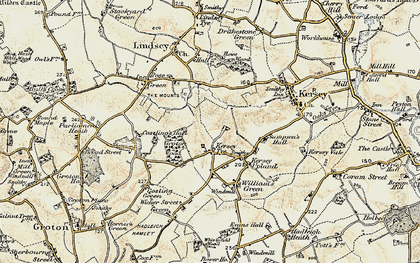 Old map of Kersey Tye in 1898-1901