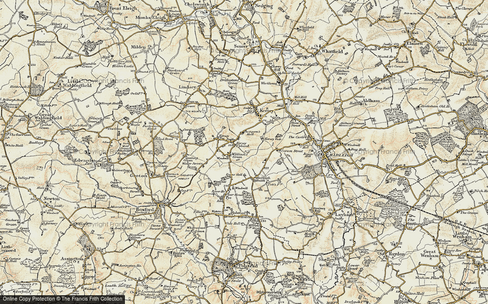 Old Map of Kersey Upland, 1898-1901 in 1898-1901