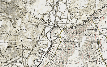 Old map of Tinnis Burn in 1901-1904
