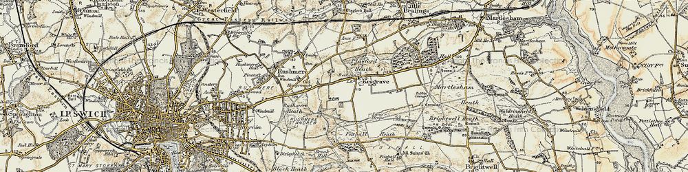Old map of Kesgrave in 1898-1901