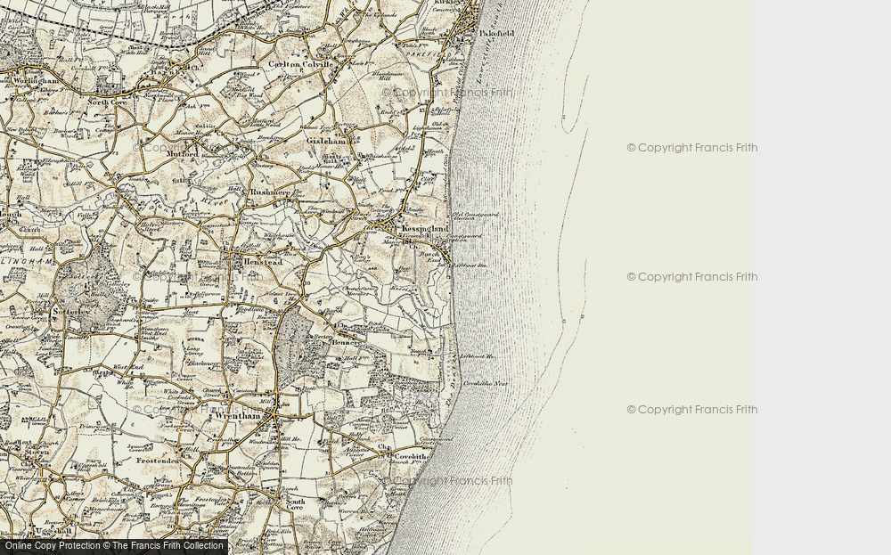 Old Map of Historic Map covering Benacre Ness in 1901-1902