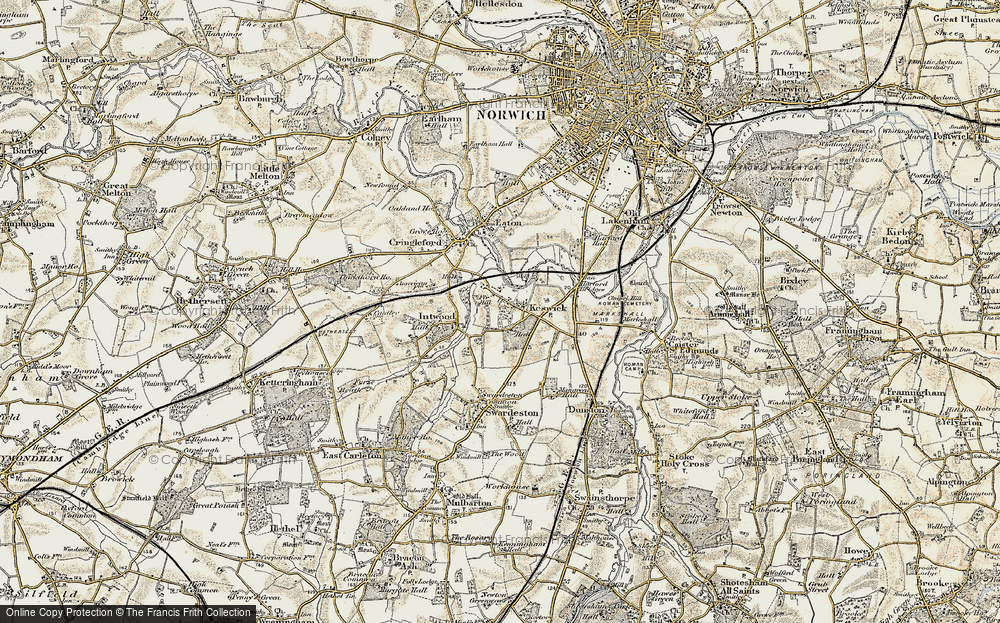 Old Maps Of Keswick Norfolk Francis Frith   Keswick 1901 1902 Rnc746593 