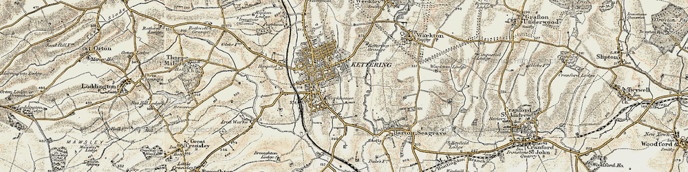 Old map of Kettering in 1901-1902