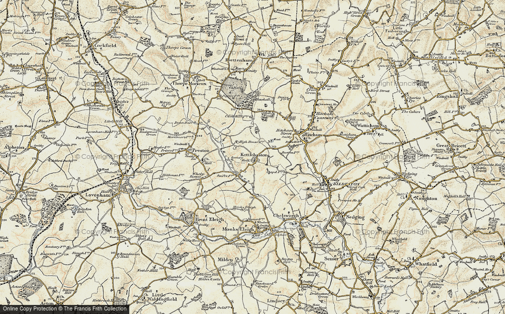 Old Map of Kettlebaston, 1899-1901 in 1899-1901