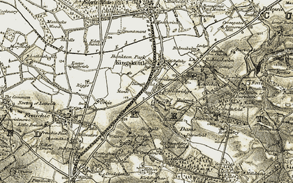 Old map of Kettlebridge in 1906-1908