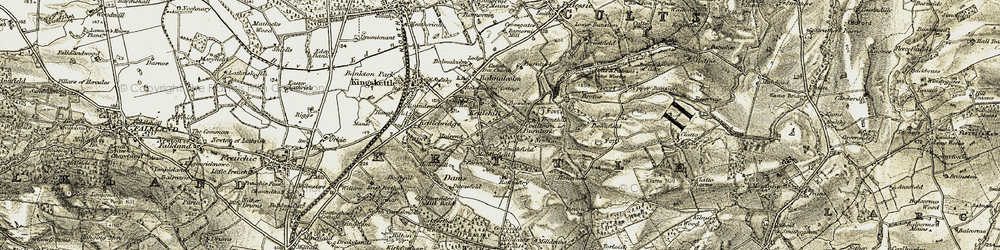 Old map of Kettlehill in 1906-1908