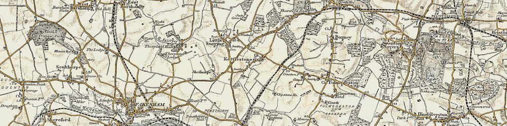 Old map of Kettlestone in 1901-1902