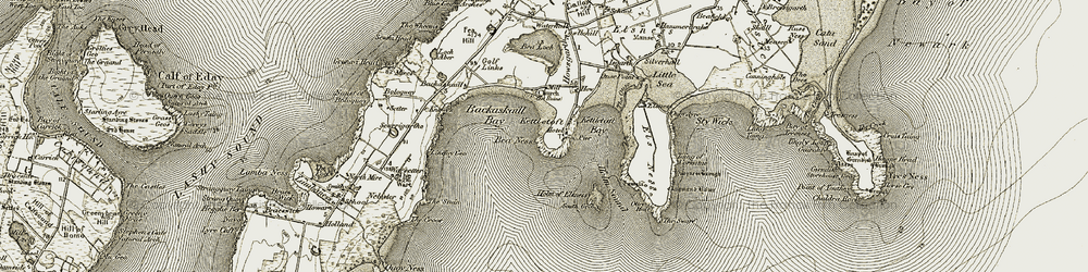 Old map of Backaskail Bay in 1912