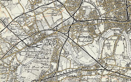 Old map of Kew in 1897-1909