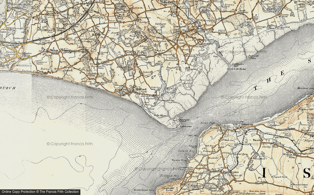 Old Map of Keyhaven, 1899-1909 in 1899-1909