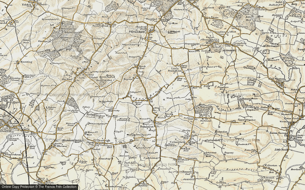 Old Map of Keysoe Row, 1898-1901 in 1898-1901